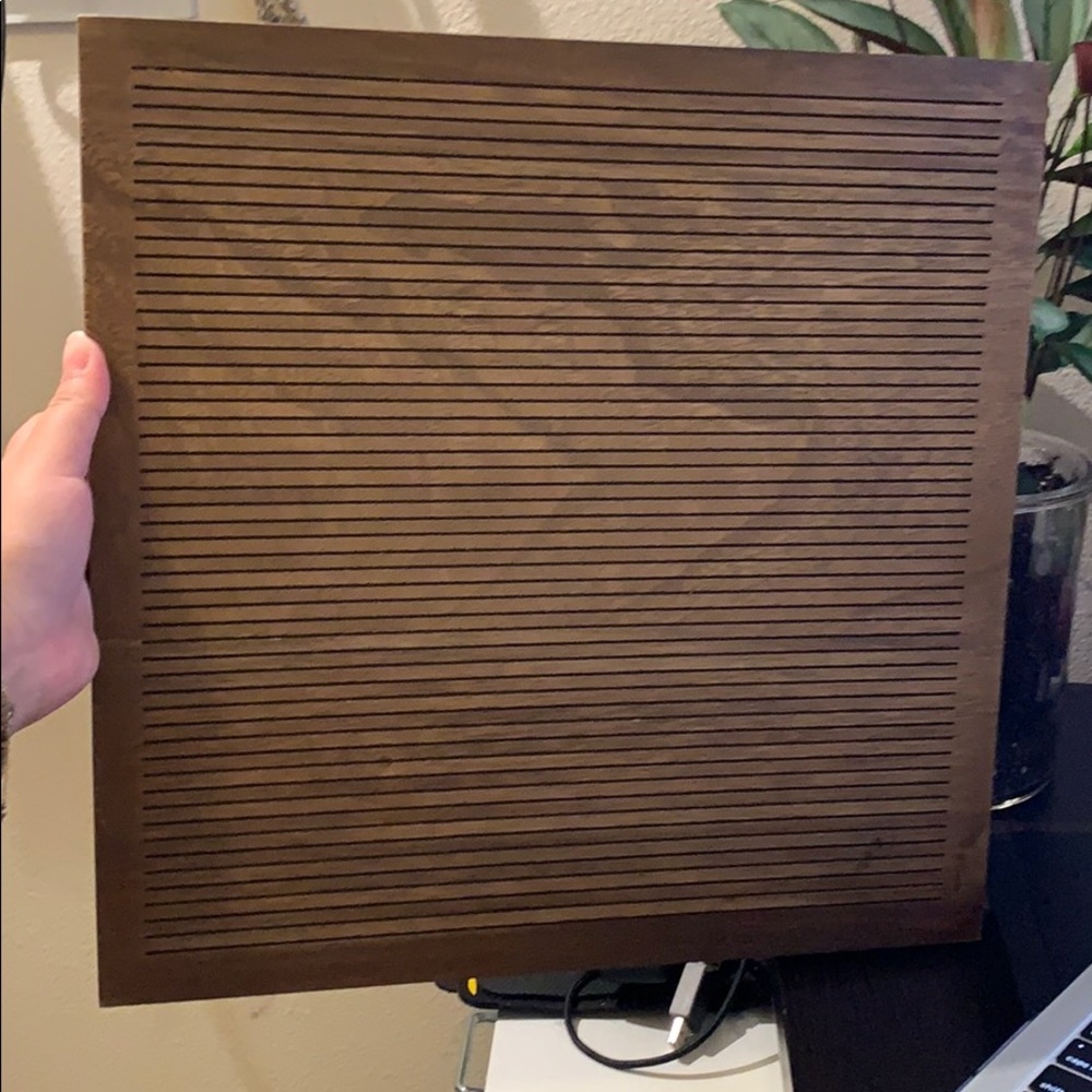 Wood letter board with letters